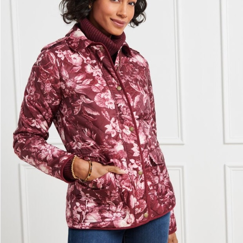 Cream and wine colored insulated jacket